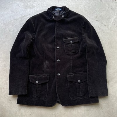 Vintage Polo Ralph Lauren Corduroy Field Jacket Black Blazer Mens