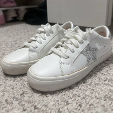 Vintage Havana White/Silver Low-Top Lace-Up Sneakers Glitter Star US 5.5