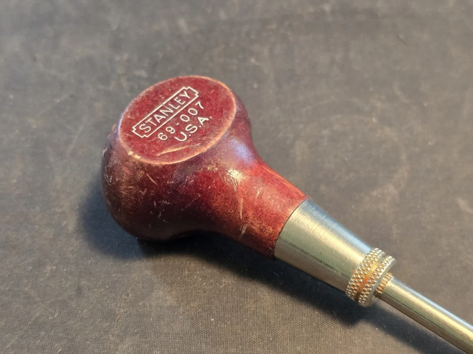 DE COLECCIÓN STANLEY #69-007 MANGO DE MADERA PUNZÓN RASCADOR 6-1/2" CON TAPA DE GOLPE EE. UU. Foto 2 de 4