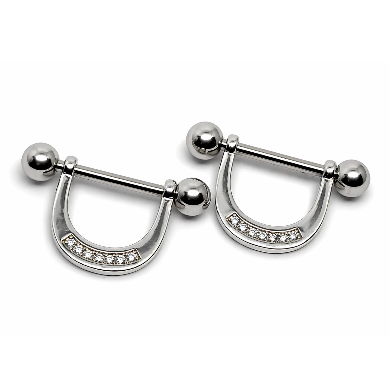 14G CZ Nipple Bar Surgical Steel Door Knocker Piercing 25mm Dangle Ring - Pair
