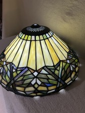 Meyda 15"W Tiffany Jeweled Peacock Multicolored Leaded Glass Lamp Shade