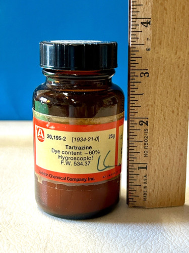 Aldrich Chemical Co. Tartrazine Yellow Dye Powder CAS# 1934-21-0 Jar 25 Grams