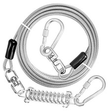 Dog Tie Out Cable, 10/15/20/30/40/50/70/100/150FT Runner Cable with 10FT White