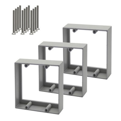 3 PCS 3/4 Inch Double Gang Receptacle Outlet Box Extender Gray Electrical