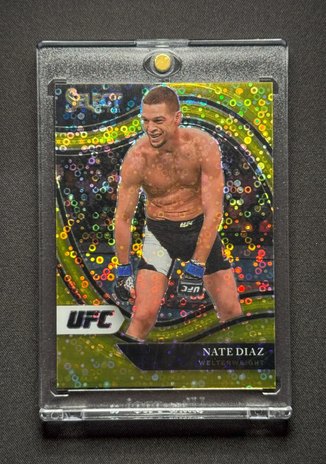Nate Diaz 💥 OCTAGONSIDE GOLD DISCO PRIZM /10! 2021 Panini Select UFC