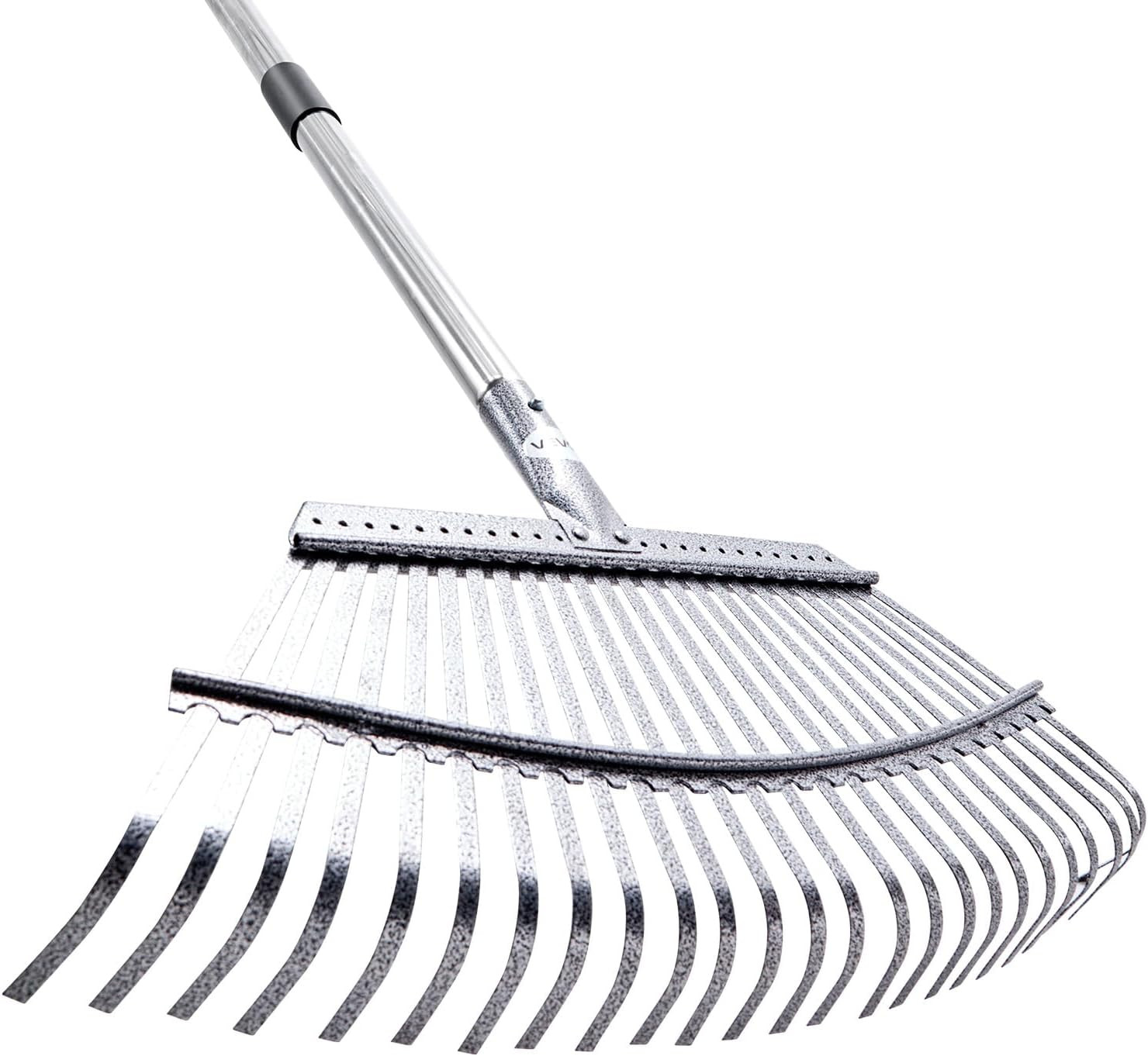 Leaf Rake, 25 Metal Tines, Adjustable Garden Rake for Lawns with 18.3 Inch Wide