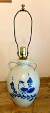 Vintage Rowe Pottery Handmade SaltGlazed Ethan Allen 25" Electric Lamp w Handles