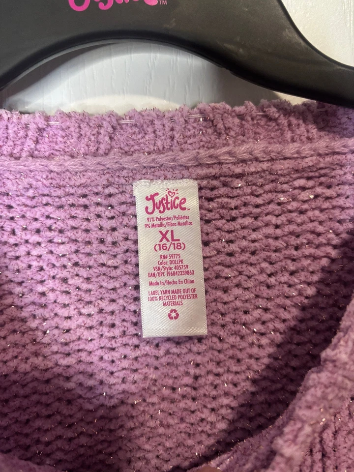Justice Girls Cable Knit Sweater, Rose Color, Size XL (16/18) NEW - Image 2 of 3