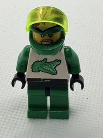 LEGO Green Alligator Race Driver 6617 6713 City Mini Figure