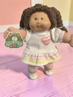 1985 Cabbage Patch Kids, Brown Braid Pigtails, Brown Eyes, Tooth, 5, OK, 💖Dress