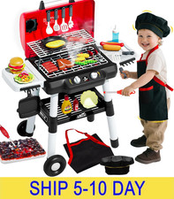 Kids Kitchen Toy Barbecue Grill Playset Cooking Interactive Toys with Smoke Soun