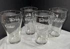 Vintage Enjoy Coca Cola Coke Glass Clear  12 OZ 5" Bell Shape Lot of 4