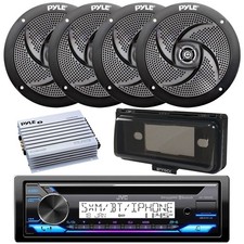 Marine Bluetooth CD Radio, Amplifier, 4x 5.25" 180W Boat Speakers, Cover Black 