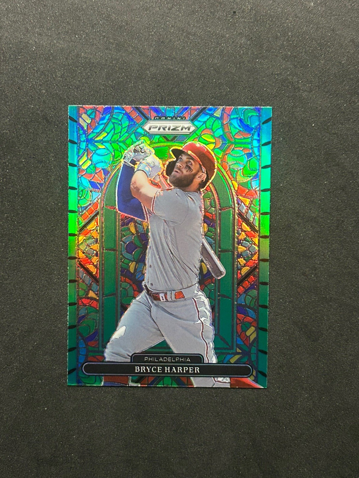 Bryce Harper #SG-4 2022 Panini Prizm Stained Glass Green Phillies