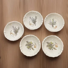EFFETTI Olive Oil/Dipping Sauce Set Of 5 Mini Bowls Herb Design Italy