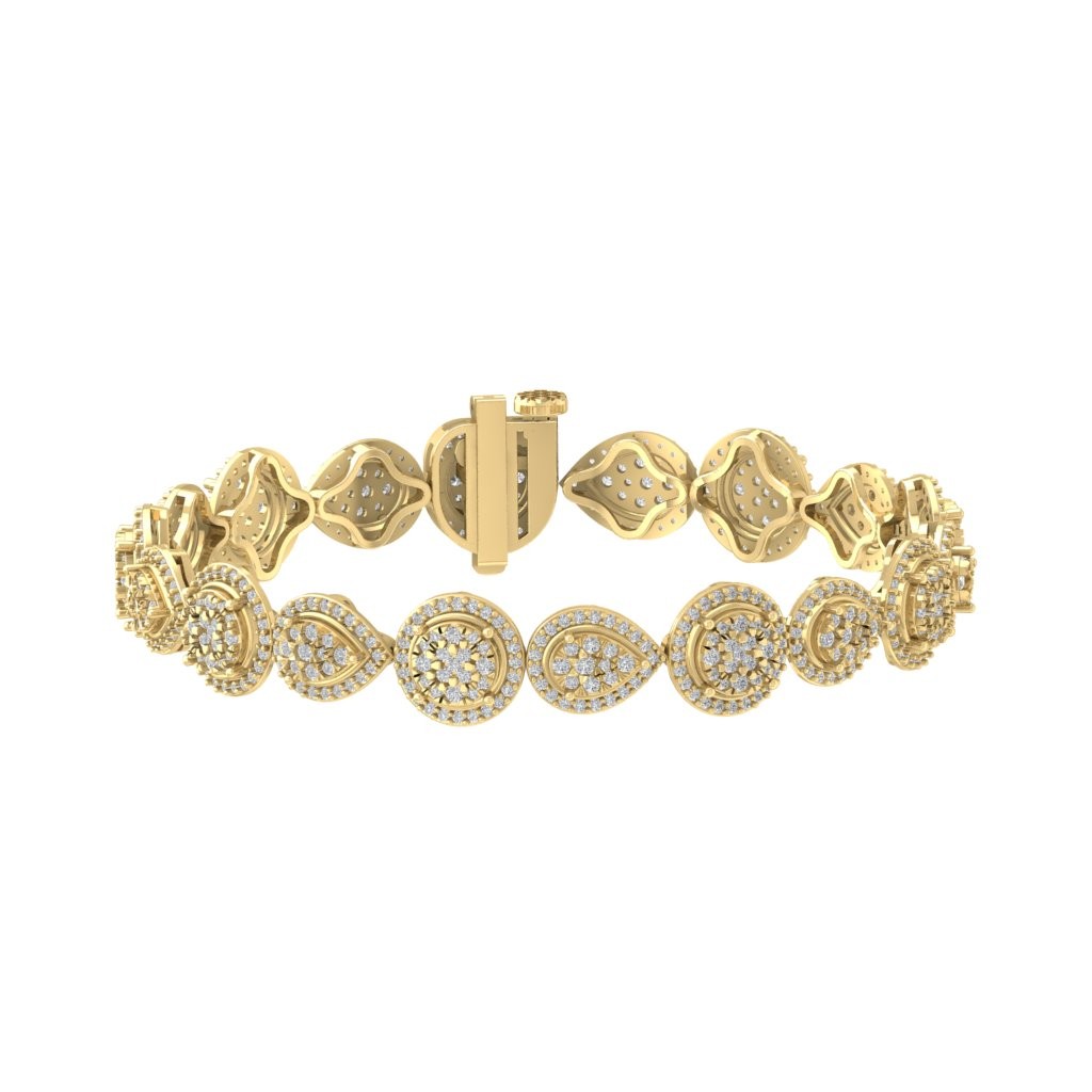 "10k Yellow Gold Lab Grown Diamond Composite Bangle Bracelet 7\" For Women"
