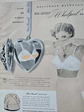 1951  Women's Hollywood Maxwell Her Secret Whirlpool bra vintage fashion ad 