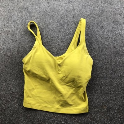 Lululemon Tank Top Womens 0 Yellow Cropped Built In Bra Yoga Align Athletic