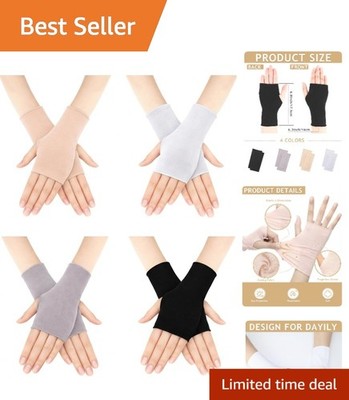 4 Pack Fingerless UV Protection Gloves for Stylish Sun Safety - Wrist Length