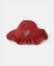 NEW Girls Size 12-24 Months American Flag Bucket Hat Carter's 4TH Of July RED