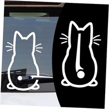 Cat Wiper Sticker, Cute White PVC Cartoon Cat Tail, Universal Car Decal