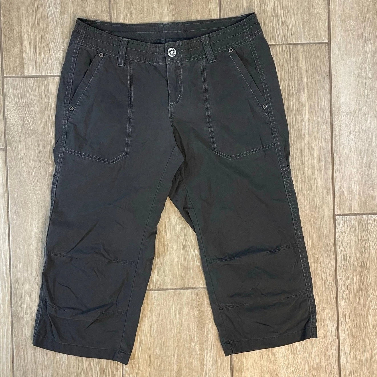 KUHL Capri Pants Women’s 4 Gray Outdoor Stretch Cargo Hiking Nylon Blend