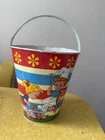 Vintage Ohio Art Tin Litho Sand Pail Children At a Barbecue  BBQ Sand Bucket
