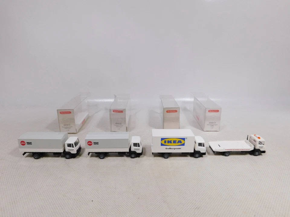 Wiking 1:87 H0 4X LKW MB 431 Siku 633 IKEA Großburgwedel SG/Mint+Box #EG948-0,5 - Immagine 2 di 4