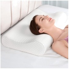 32" King Size Ergonomic Memory Foam Pillow for Neck Pain Relief - White
