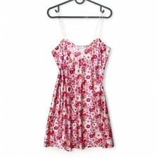 Y2K Coquette Floral Babydoll Mini Dress Sleeveless Large Fairy Cottage Romantic