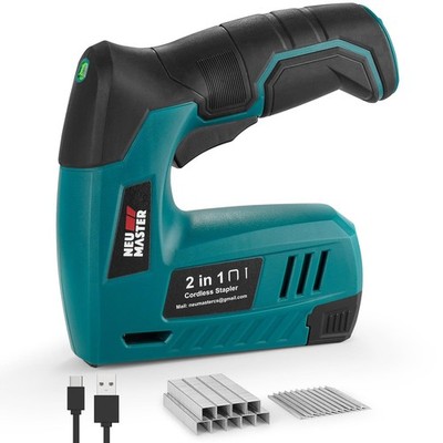 NEU MASTER Electric Staple Gun, 2 in 1 Cordless Brad Nailer with Green, Black