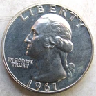 1961 Washington Quarter 25c~Silver Proof