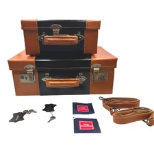 Williams-Sonoma Vintage Hold Everything Luggage Suitcases Case Set of 2 Decor
