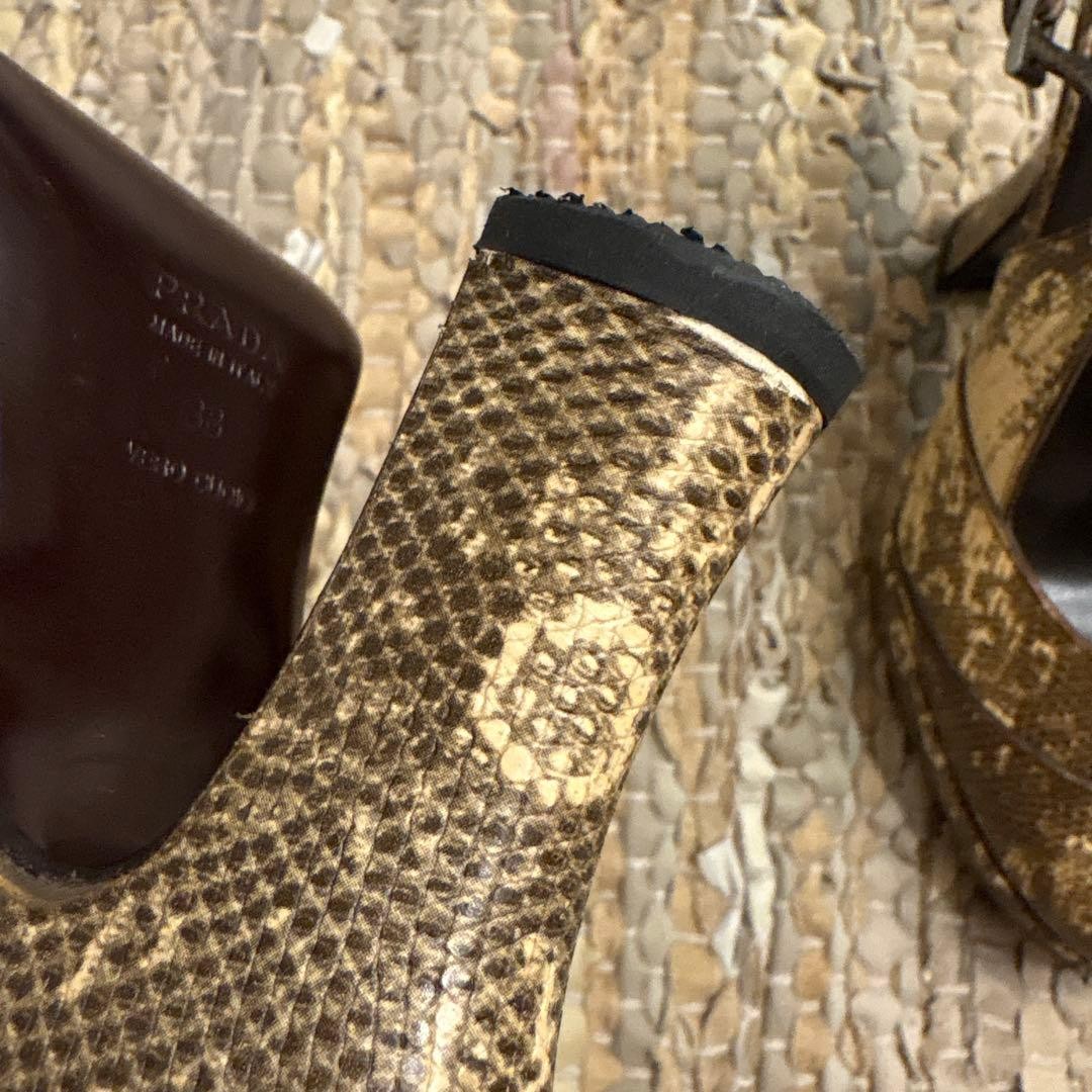 PRADA Python Print Open Toe Heels Sandals Size 38… - image 10