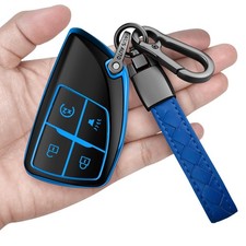 for Chevy Key Fob Cover with Keychain Soft Full Protection Key Blue 4 Buttons
