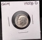 1958-D ROOSEVELT SILVER DIME - GEM - A30
