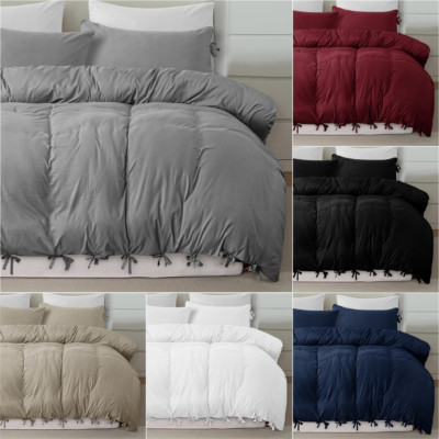 3 Piece Duvet Cover Quilt Cover Bow Knot Bedding Set Single Double King Sizes