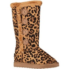 J. MANK LEOPARD Faux Fur Shearling Boot Mid Cal Boots Fur Boots SZ: 6 NEW