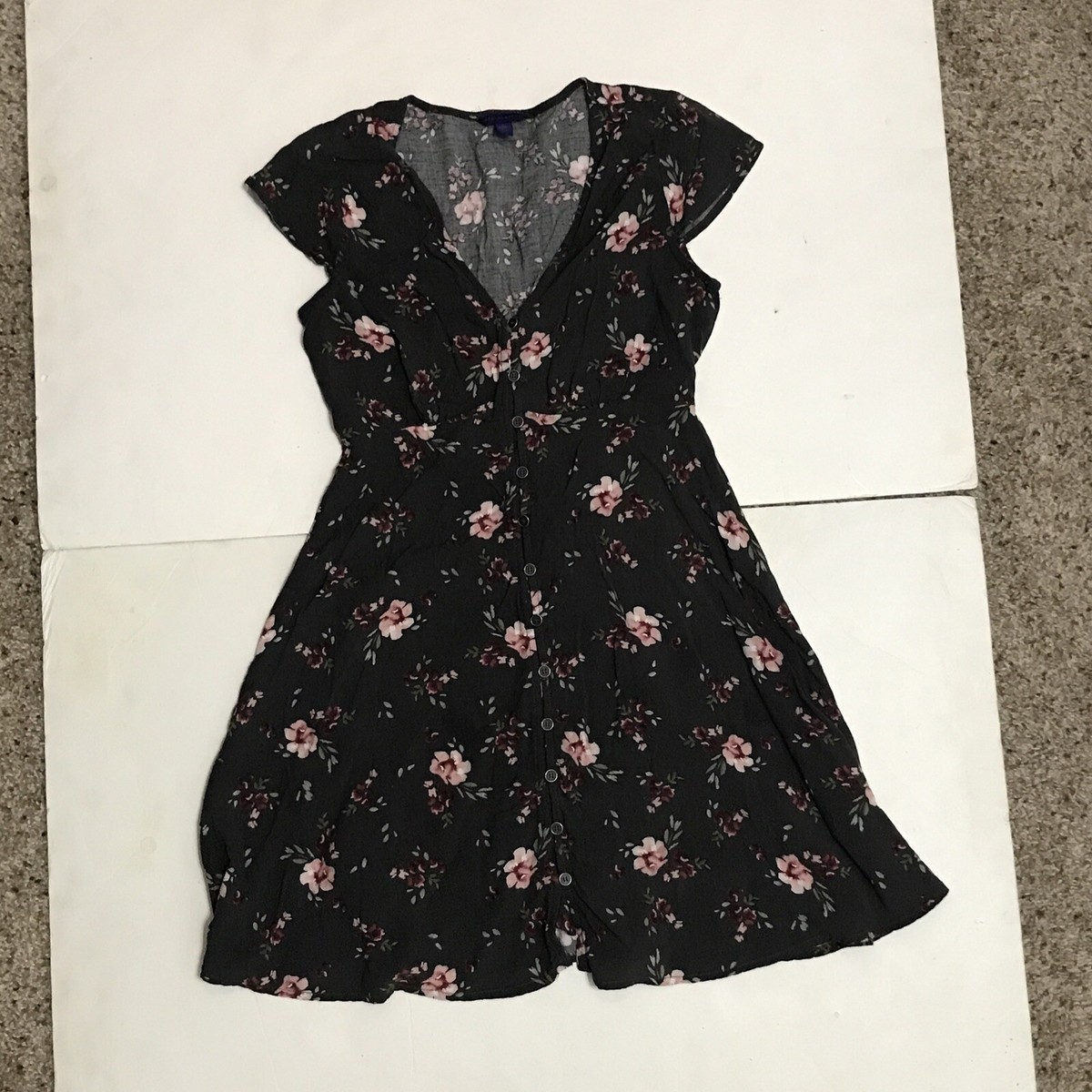 aeropostale black floral dress Floral Square-Neck Tiered Midi Dress