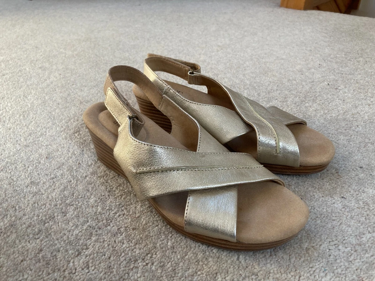 WOMENS HOTTER BALI LEATHER SANDALS SUMMER UK 6 STRAP WEDGE HEEL