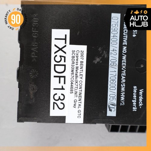 07-18 Bentley Continental GTC Convertible Top Roof Control Module OEM - Picture 9 of 9