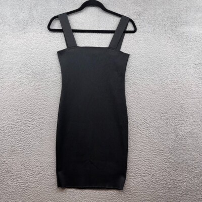 Missguided Womens Mini Dress Black Bodycon Strap Sleeveless Square Neck Size 6