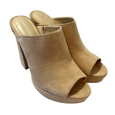 Kenneth Cole New York Gracen Mules Platform Heels Slides Tan Suede Size 11