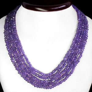 DG EXCLUSIVE OUTSTANDING 453.00 CTS 5 LINE PURPLE AMETHYST NECKLACE STRAND
