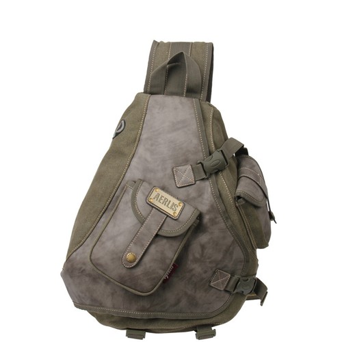 Herren Vintage Schultertasche Schlinge Umhängetasche Brust Canvas Reise Outdoor Rucksack - Bild 20 von 21