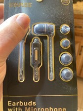BRAND NEW UNOPENED  Staples Earbuds W/ Microphones, Black W/Gold FREE SHIPPING