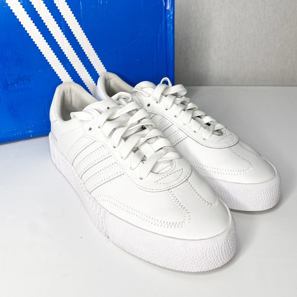 Explosivos Prisionero Cerebro Adidas Womens Sambarose Platform Shoes White Gold FU9197 Leather Lace Up  8.5M | eBay