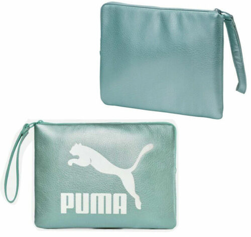 Puma Womens Prime Metallic Pouch Zip Up Clutch Bag Aqua Blue 075165 02 A90A - Picture 1 of 1