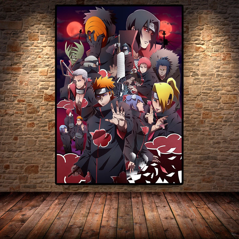 Cartel de anime Naruto Akatsuki pintura colgante de pared cuadro hogar dormitorio decoración Foto 4 de 4