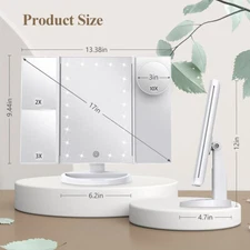 LED Makeup Mirror&Lights, 10X/3X/2X Magnification, Touch Switch, Dresser Mount
